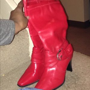 Red Leather Heel Boots